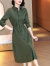 AEMAPE女装衬衫连衣裙夏季季2024新款高端气质收腰显瘦中长款裙 绿色 L