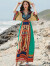 恒源祥云南旅游穿搭泰国民族风连衣裙子三亚海边度假沙滩裙波西米亚长裙 绿色 S 80-105斤