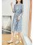 拉夏贝尔（La Chapelle）碎花连衣裙女2024年春夏季新款女装时尚气质收腰显瘦雪纺中长裙子 天蓝色 XL