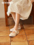斯凯奇（Skechers）女士休闲鞋缓震舒适玛丽珍鞋渔夫鞋单鞋104345 乳白色/OFWT 37