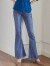 ROEYSHOUSE罗衣复古喇叭牛仔裤女秋装新款简约休闲深蓝色显瘦长裤07042 深蓝色 XS