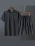 卡鲁微特大码短袖短裤冰丝套装男士透气速干T恤胖子运动健身衣服两件套 灰色 8XL建议250-280斤