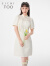 爱居兔夏季新款新中式旗袍款短袖连衣裙EQLBJ2N038A 米白39 160/84A/M