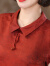 齐黛品牌夏季红色礼服日常装复古国风花罗香云纱旗袍女中长款连衣裙 红底牡丹 2XL/120-130斤