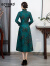 ODYBIRD品牌女装加绒加厚旗袍女年新款复古风气质显瘦日常可穿 墨绿 M