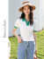 BANANA BABY法式polo领撞色针织T恤女2022夏新款气质修身薄款上衣D222MY163 白色 M