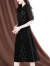 MianSoo重磅真丝连衣裙女2024年夏季设计感小众复古黑色碎花桑蚕丝中长裙 黑色 L