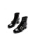 百丽方扣时装靴女商城同款牛皮漆皮粗跟皮靴Y5K2DDD2 黑色 36