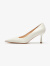 莱尔斯丹春夏新款商场同款时尚拼接尖头高跟鞋女单鞋4M70901 米白色羊皮革/牛皮革 CRK 37