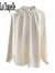 拉夏贝尔（La Chapelle）女装衬衫女法式优雅气质挂脖2024春季新款立领镂空泡泡袖衬衣女士 米色 M