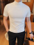 凡迪时尚（FANDISS）夏季韩版修身男士半高领短袖T恤型男紧身弹力时尚纯色高领打底衫 黄色 L