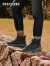 斯凯奇（Skechers）秋冬男士中帮厚底增高运动鞋靴子男118053 黑色BLK 39.5 