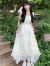 格逻恩法式连衣裙女夏季2023新款雪纺裙子夏天方领甜美温柔风仙女公主裙 白色 均码（可备注码数）