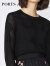 PORTS宝姿商场同款新品女装简约圆领羊毛套头衫SA9K416JKW001 黑色 L