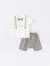 戴维贝拉（DAVE＆BELLA）夏日男童宝宝洋气两件套衣服儿童绅士套装小童短袖假背带裤设计 白色 100cm（建议身高90-100cm）