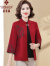 俞兆林妈妈秋装2023新款外套时尚气质上衣中老年女装春秋款开衫洋气 红色 120码-（建议130-145斤）