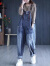AEMAPE背带牛仔裤女2024春秋季新款女装时尚显瘦减龄小个 蓝色-纽扣款  XL_建议155-170斤