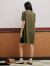 诗篇专选2023夏季女装宽松圆领新中式气质印花针织裙连衣裙 深草绿 36