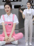 巢搭套装时尚洋气女装粉色牛仔少女中学生时尚韩版夏季薄款 S 粉色背带裤 单件