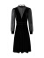 珂莱蒂尔长袖连衣裙女中长款法式收腰丝绒优雅裙子冬季新款 黑色 XL