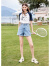 百图betu女装夏季新款T恤趣味萌宠圆领拼色宽松短袖T恤女2305T10 白色 M