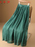 ANED高个子墨绿色苎麻半身裙女夏季薄款高端系带休闲飘逸加长亚麻裙子 墨绿色 88裙长 L (105-120斤)