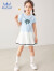 水孩儿（SOUHAIT）童装女童连衣裙夏季新款儿童中大童裙子 冰晶蓝 110