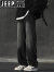 吉普（JEEP）烟灰色牛仔裤男款春秋冬季2023新款美式复古vibe裤子高街休闲长裤 YM3黑色 M 身高168-174CM体重100-125斤