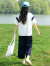 UHFV初中生短袖T恤少女POLO领上衣高中学生夏装大童韩版运动宽松套装 白色上衣 XL