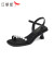 红蜻蜓一字带时装女凉鞋夏季新款通勤高跟鞋优雅舒适女凉鞋WTK33541 黑色 38