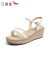红蜻蜓坡跟拖鞋女2024夏季时尚松糕鞋外穿气质女凉鞋 WFK24035米白色38