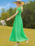 帝弗·润驰气质优雅绿色格子印花长裙女夏季2024新款修身连衣裙长款 绿色 M