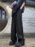 无畏前行（GQWWQX）新中式的裤子垂感高级感中国风竹子刺绣西裤男休闲冰丝直筒裤 黑色 L