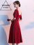 SHIROMA 设计师潮牌新娘敬酒服新款夏红色中长款小个子结婚晚礼服裙女平时可穿 红色圆领短款 S
