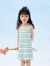 巴拉巴拉儿童裙子2024新款夏装女童连衣裙撞色条纹吊带裙时尚印花 白绿色调00414 90cm
