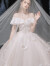 法蒂雅 一字肩主婚纱2023新款新娘小个子星空气质仙简约森系大气公主风 浅香槟色1.2米拖尾 S