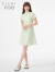 爱居兔夏季新款新中式优雅气质旗袍款短袖连衣裙EQLBJ2N084A 浅绿花纹85 170/92A/XL