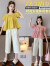 迪士尼（Disney）品牌童装女童夏装套装短袖娃娃衫洋气两件套女孩夏季儿童时髦套装 黄色 120cm