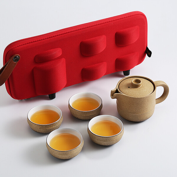 湖畔居旅行茶具套装茶杯茶壶带包整套hcj22016