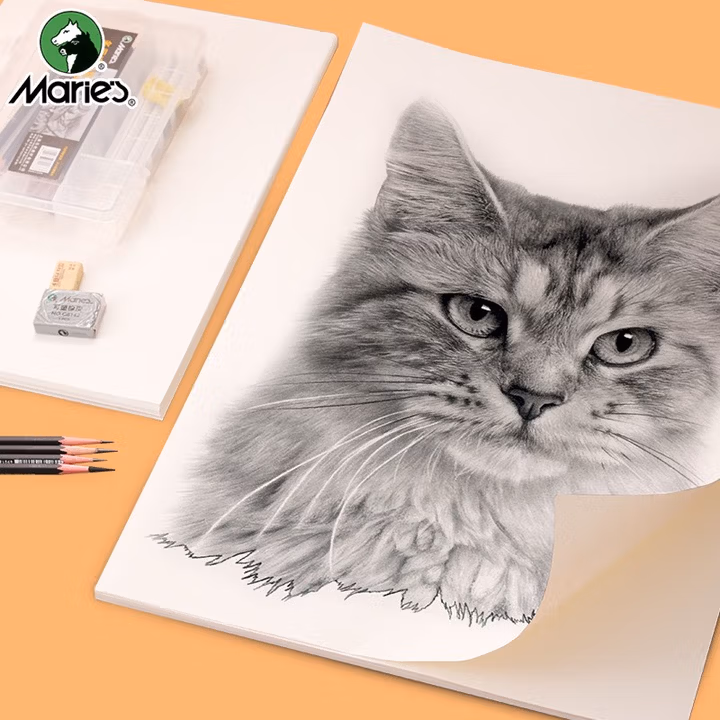 马利（Marie's）素描纸4k加厚40张 四开铅画纸速写纸 学生儿童初学者写生