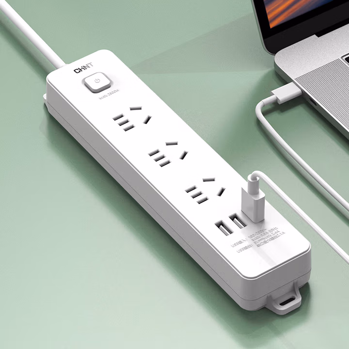 智能定时排插座电源带线拖线板接线板电车充电插排自动断电家用 绿2.5米 2500