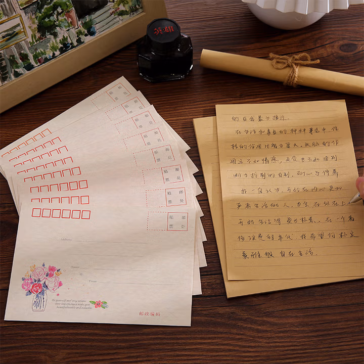 信纸套装 一见倾心系列复古信笺3种纸张写信练书法32张入6款六一儿童节送孩子老师