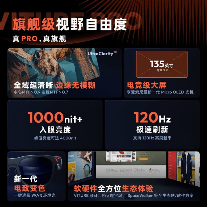 VITURE Pro 旗舰级XR/AR智能眼镜 Plus会员国补折后￥2103.42 晒单返50E卡