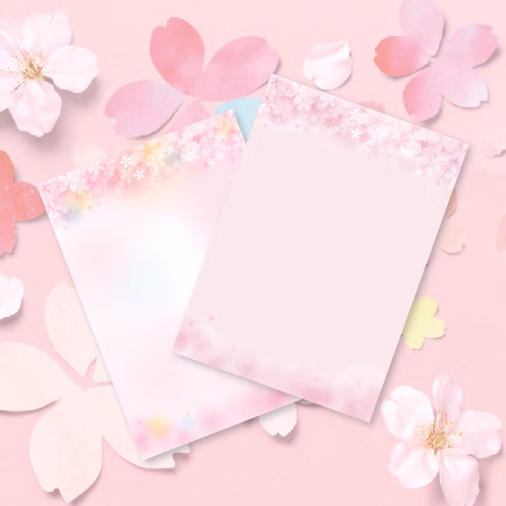 三曼多 粉色少女心樱花 堇色 信封信纸套装 日式小清新浪漫情书信笺 内含12个信
