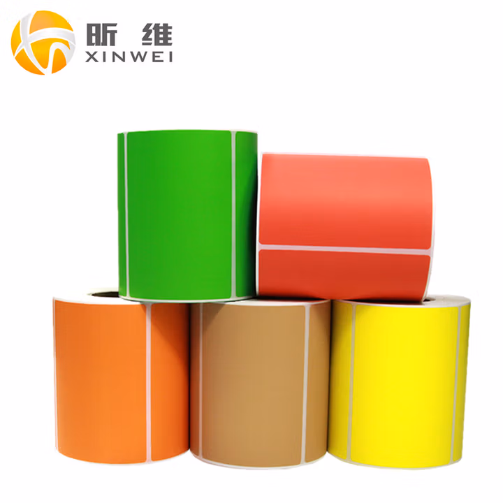 昕维（xinwei）彩色铜版标签纸不干胶碳带条码打印机红黄咖啡绿棕橙橘黄色贴纸 