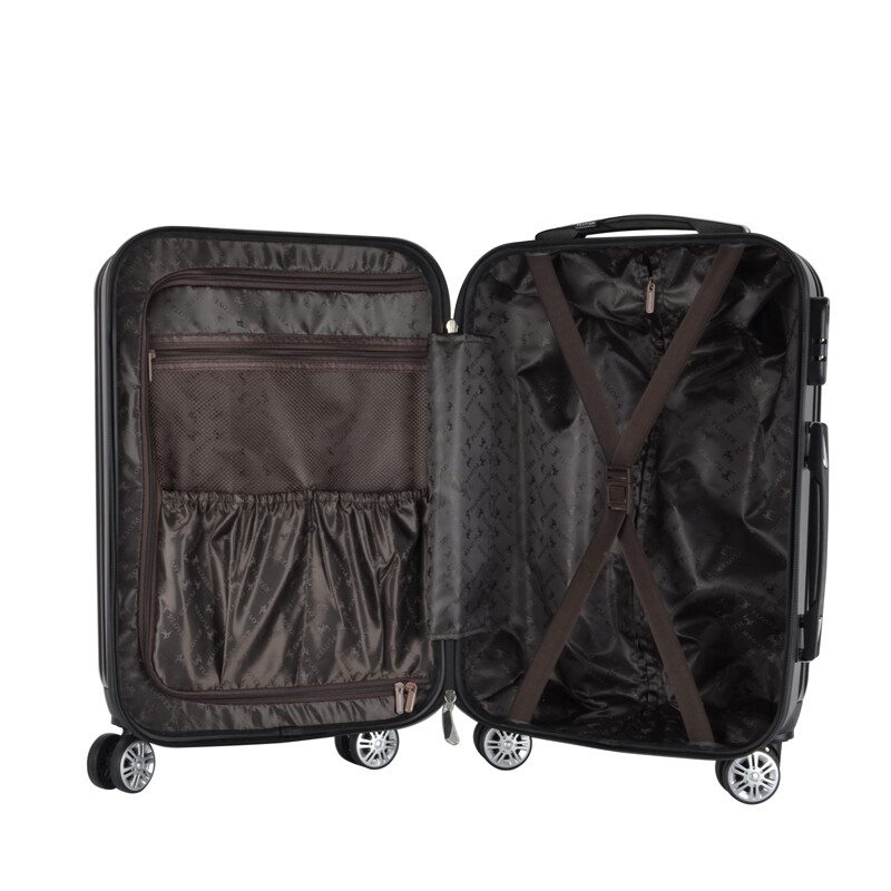 plover拉杆箱万向轮镜面旅行箱男女学生行李箱韩版20寸登机箱子 黑色