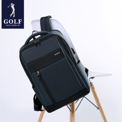 高尔夫（GOLF）GOLF双肩包男可装15.6英寸笔记本电脑包商务男士大容量背包多功能 蓝色