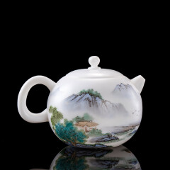 古垚（guyao）/许瑞卿手工德化白瓷茶壶手绘薄胎陶瓷壶山水壶/西施壶