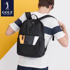 高尔夫（GOLF）GOLF双肩包男多功能可装14英寸笔记本电脑包防泼水大容量背包商务 黑色 撞色前袋