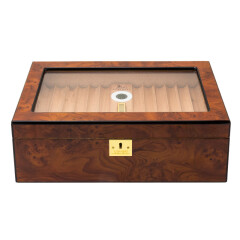 LUBINSKI鲁宾斯基 雪茄盒 保湿箱透明视窗双层雪松木大容量 红木纹